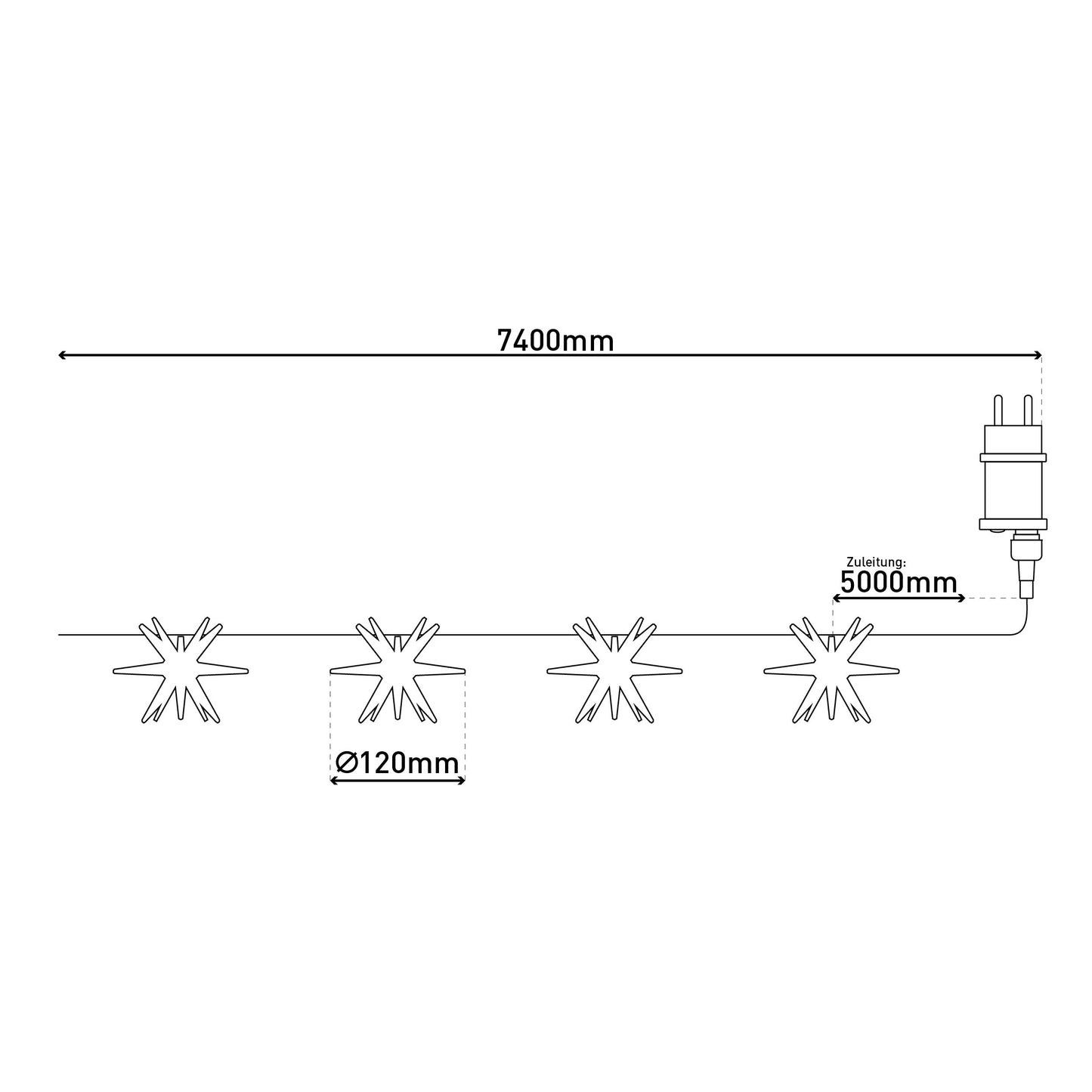 LED Lichterkette "3D-STERNE" gelb