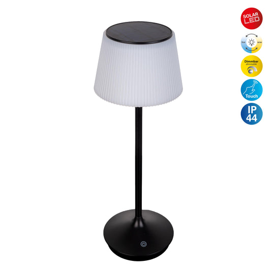 LED / CCT Solar-/ Akkutischleuchte "EMMI" H: 38cm schwarz