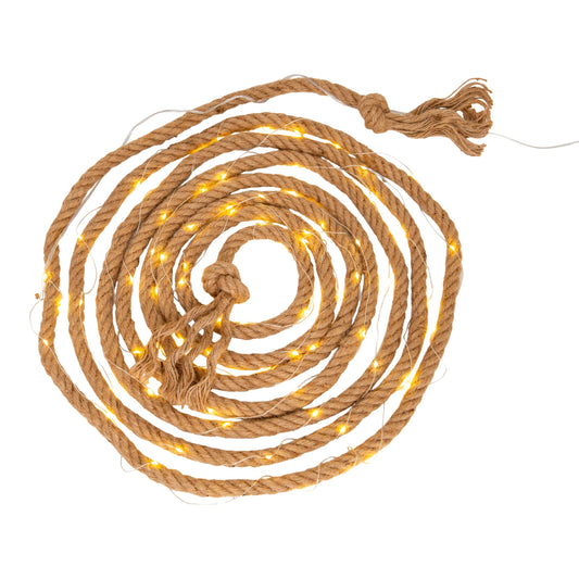 Solar-Lichterkette "CANAMO" - 800 cm lang, im Natural Style, aus Metall, Kunststoff und Naturmaterial, naturfarben, 100 LED für den Außenbereich Druckschalter