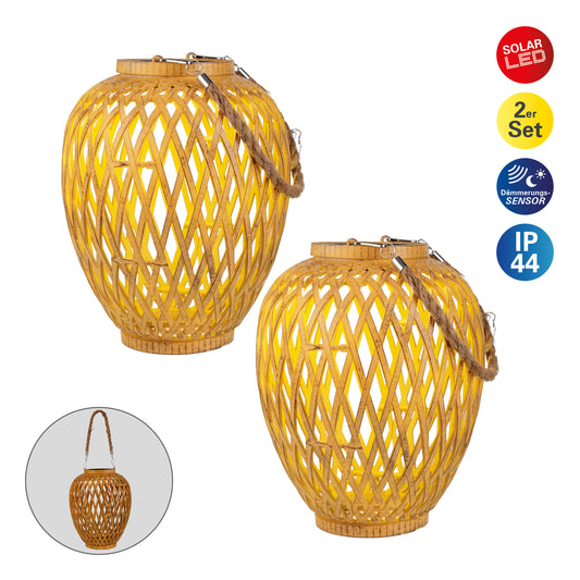 2er-Set Korb-/Solardekoleuchte "CESTO" H: 24cm
