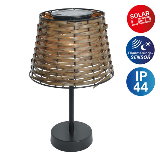 Solar-Tisch-Leuchte Rattan braun "RADA"
