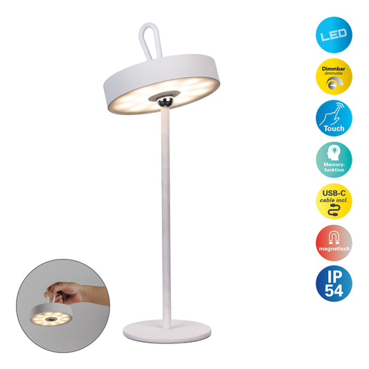 LED Akku-/Tischleuchte Magnetisch "ELLA" weiß