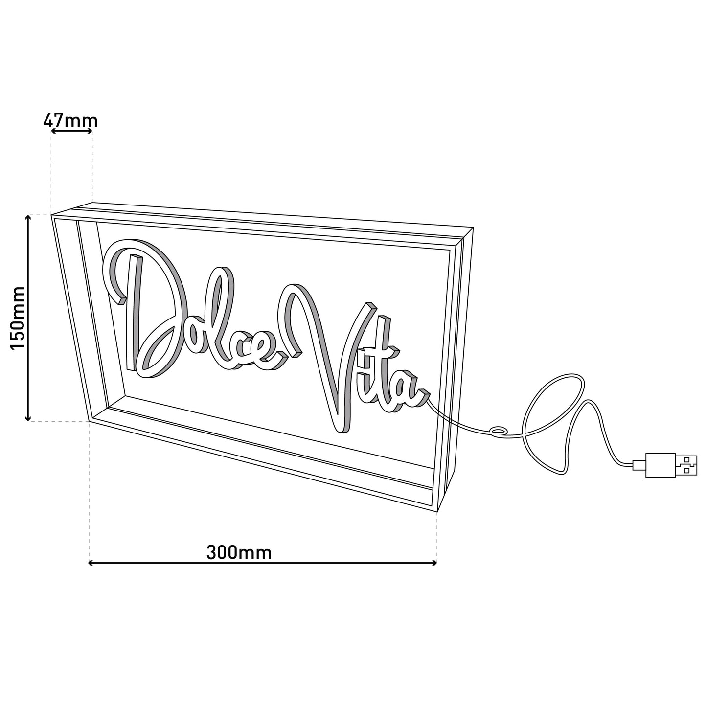 LED Schriftleuchte "DOLCE VITA" Schild mit Tisch-/Wandfunktion L:30cm