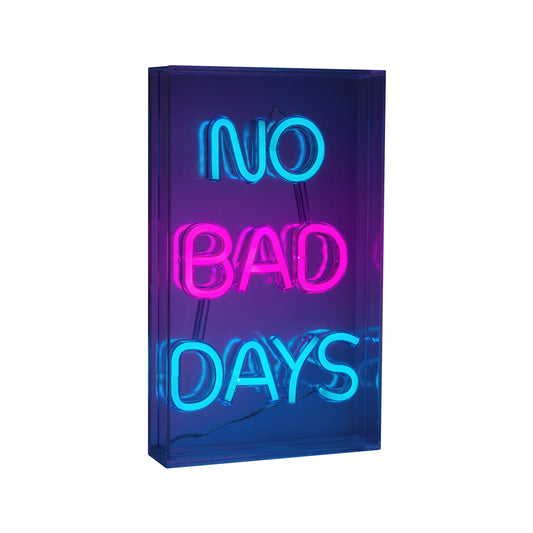 LED Schriftleuchte "NO BAD DAYS" Schild mit Tisch-/ und Wandfunktion, Deko im Stil Junges Wohnen, aus Kunststoff, klar/transparent, 18 x 4,7 x 30 cm, mit LED Platine Netzbetrieb Schnurschalter