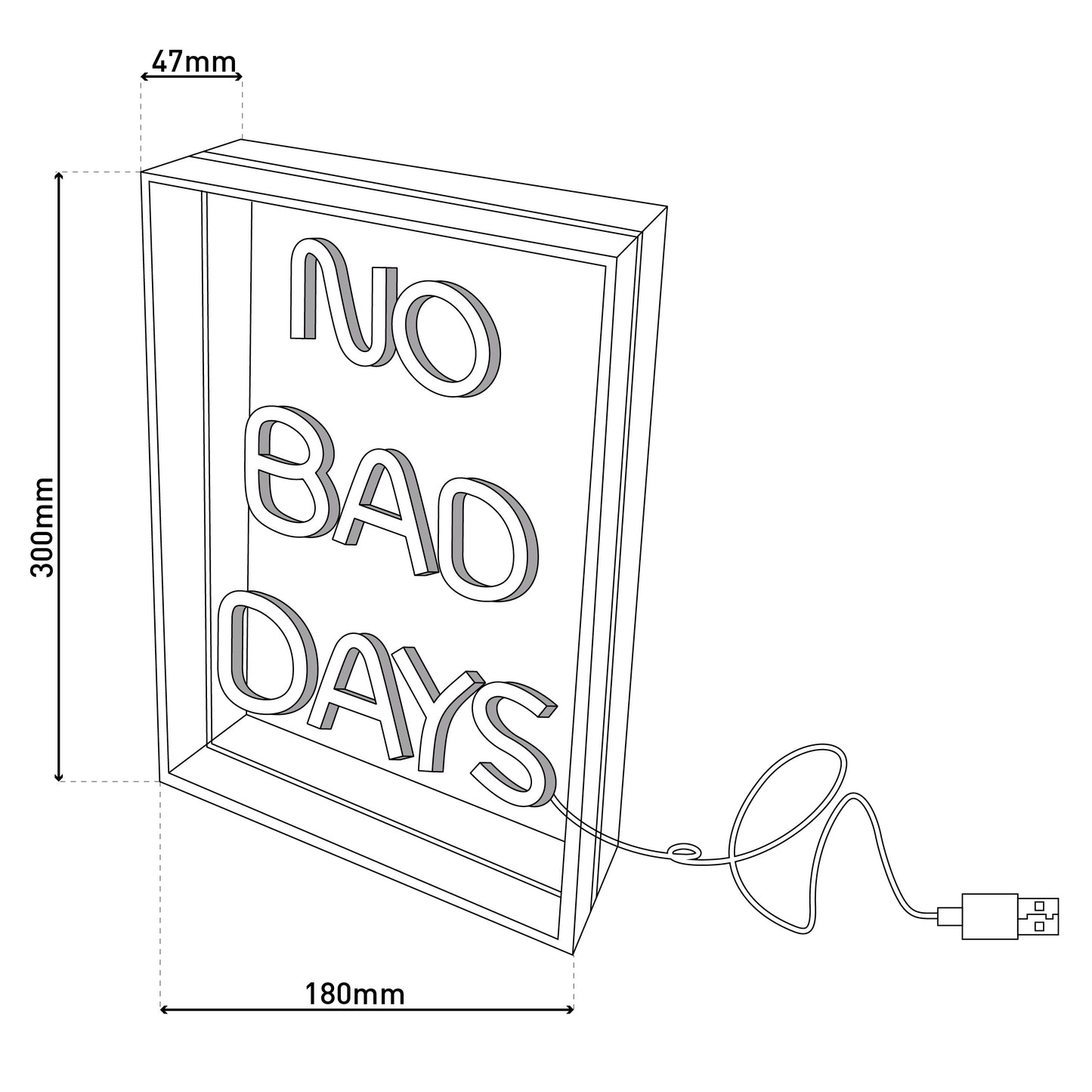 LED Schriftleuchte "NO BAD DAYS" Schild mit Tisch-/ und Wandfunktion