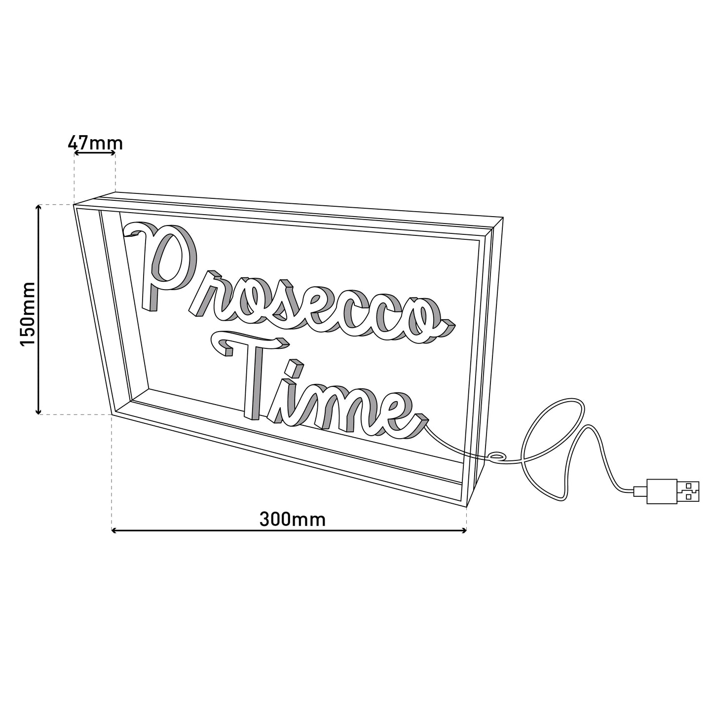LED Schriftleuchte "PROSECCO TIME" Schild mit Tisch-/Wandfunktion L:30cm