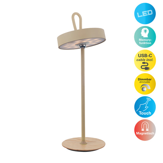 LED-Akku-Tischleuchte "ELLI" frost almond