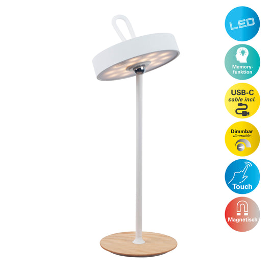 LED-Akku-Tischleuchte "ELLI" weiß