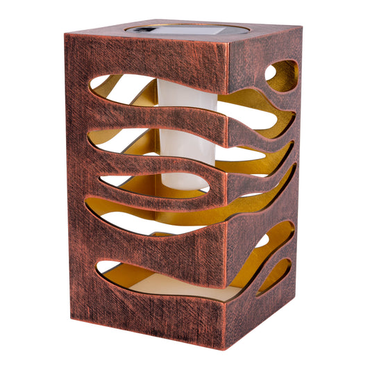 LED Deko/Solarleuchte "HILDA" L/B: 12,3cm gold Dämmerungssensor Schiebeschalter