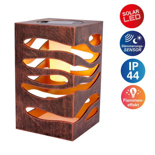 LED Deko/Solarleuchte "HILDA" L/B: 12,3cm gold Dämmerungssensor Schiebeschalter