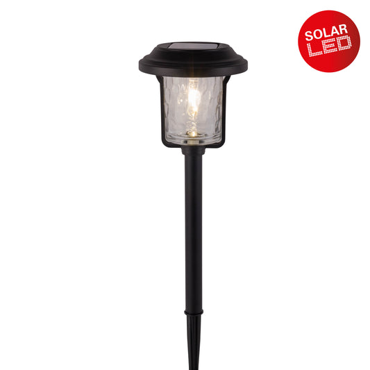 Solar- /Dekoerdspieß "SIMON" H: 54,7cm, Lampe für den Außenbereich im Landhaus Stil, aus Metall und Glas in schwarz, 54,7 cm hoch, Ø 14,6 cm, LED Platine Dämmerungssensor