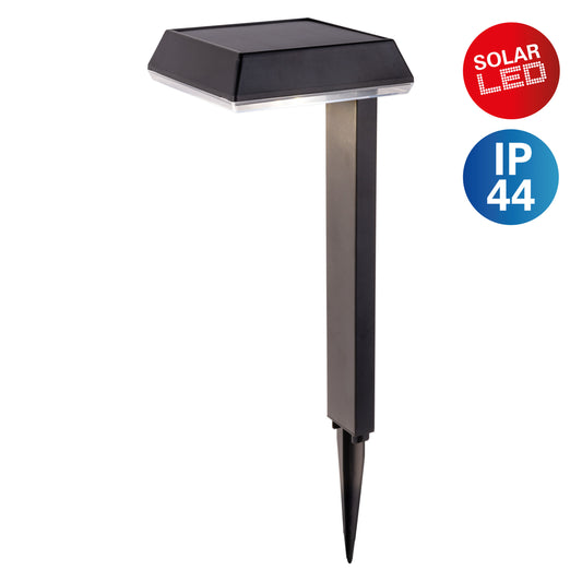 Solar- /Dekoerdspieß "SIGI" H: 79cm, Lampe für den Außenbereich im Modern-Style, aus Kunststoff in schwarz, 15 x 15 x 79 cm, mit LED Platine mit Schiebeschalter Dämmerungssensor