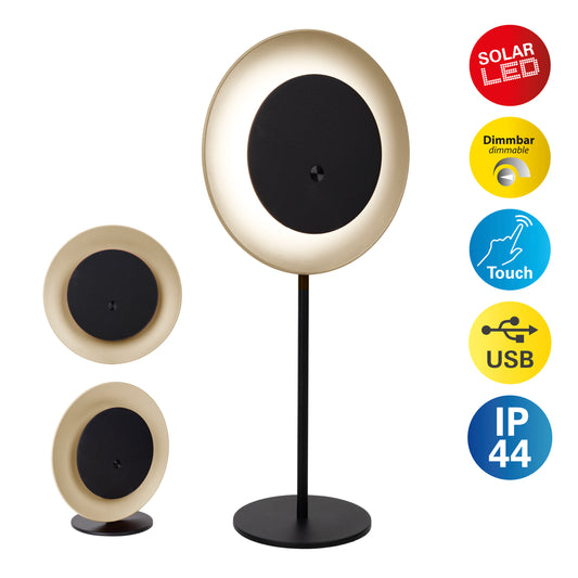 4in1 Akku-/Solar-/Tisch-/Hängeleuchte "SOLAN" H: 41,5cm almond