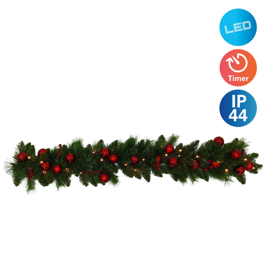 LED-Weihnachtsranke "NOEL" rot
