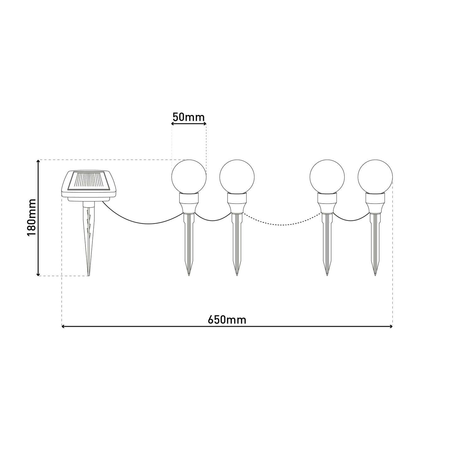 10er-Set Solar-/Dekoerdspieße "HELSINKI" L: 650cm