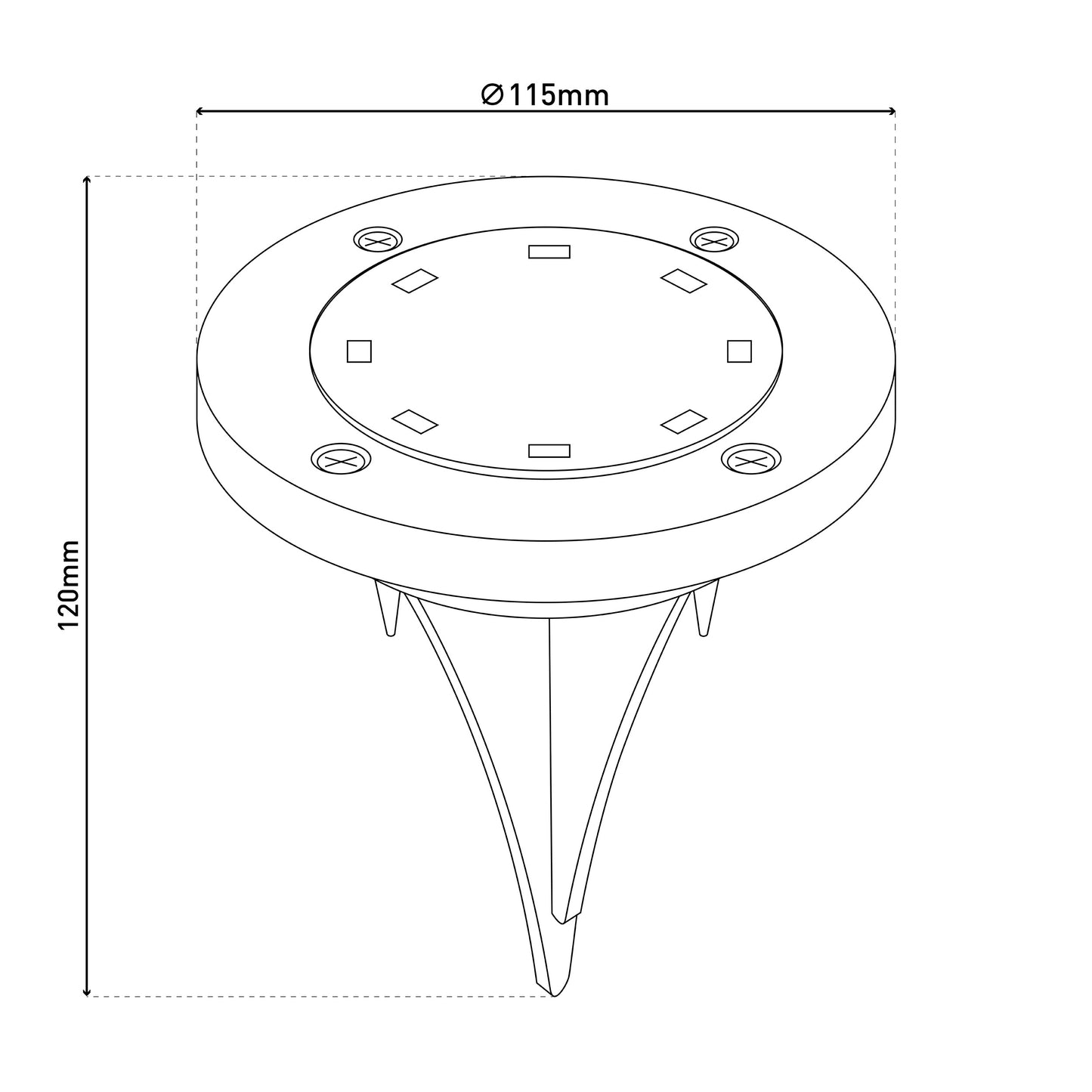 8er-Set LED Solar-/Bodenspieß "KIAN" D: 11,5cm