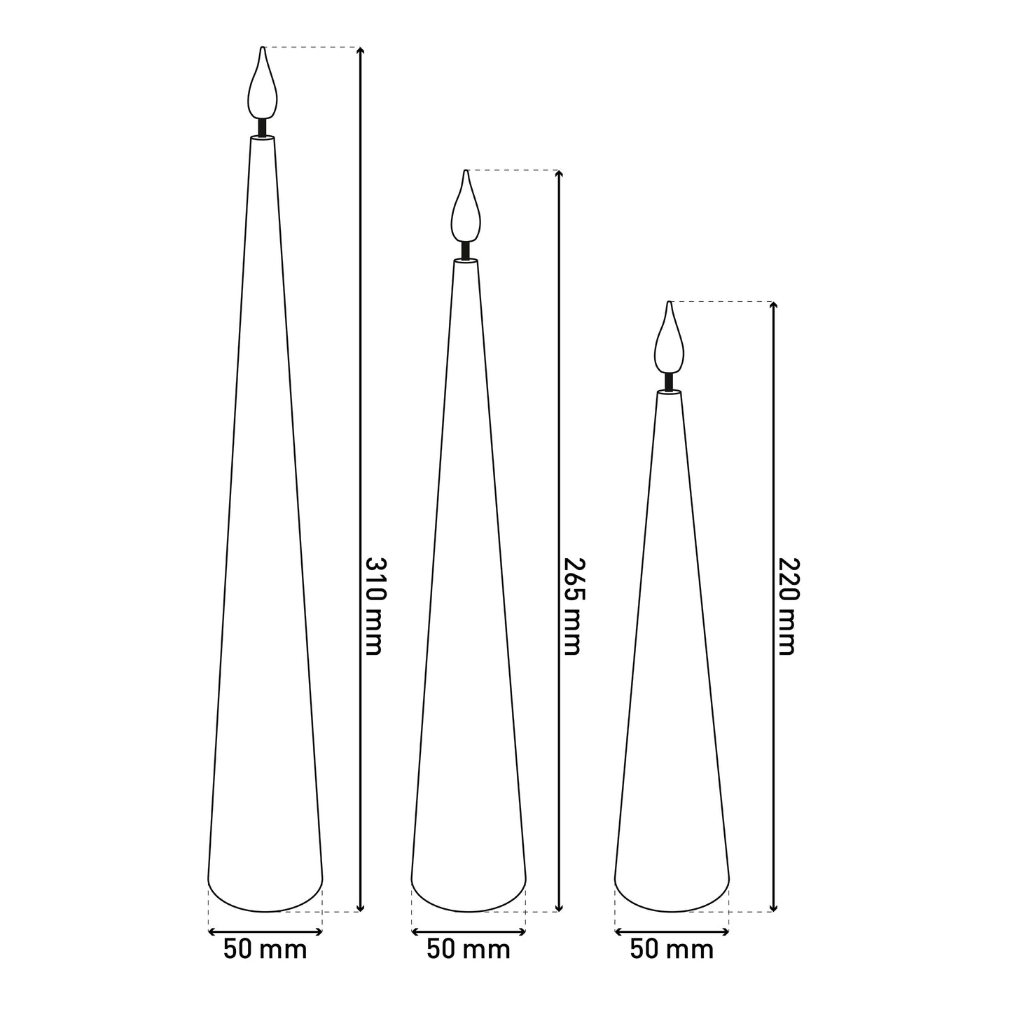 3er-Set LED Kerzen "NANI" grün