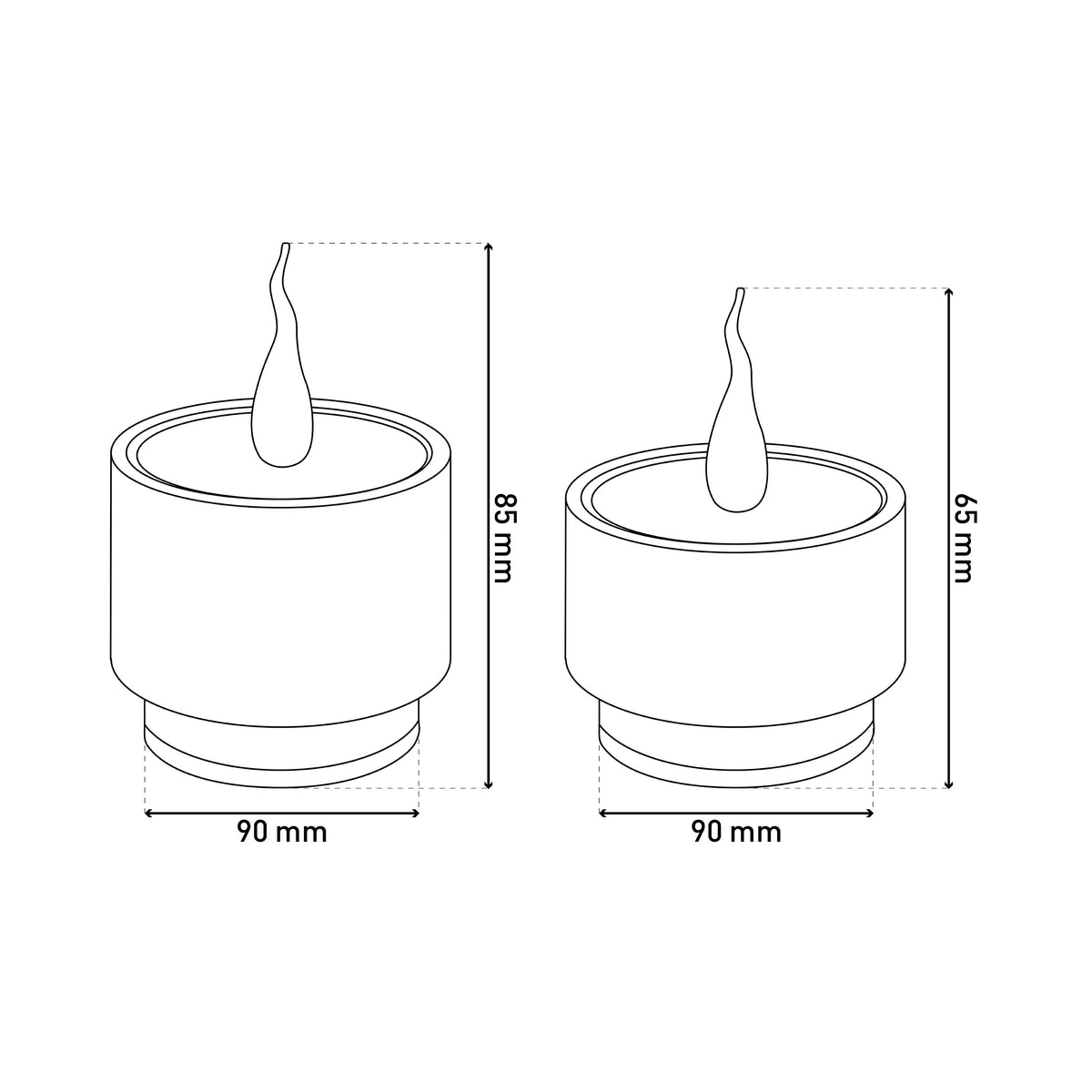 2er-Set LED Kerzen "LONI" Ø: 9cm schwarz