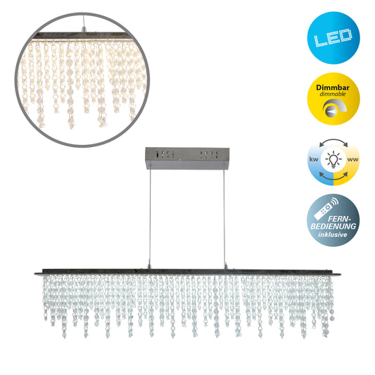 LED Pendelleuchte "DIAMONDS" L: 120cm chrom