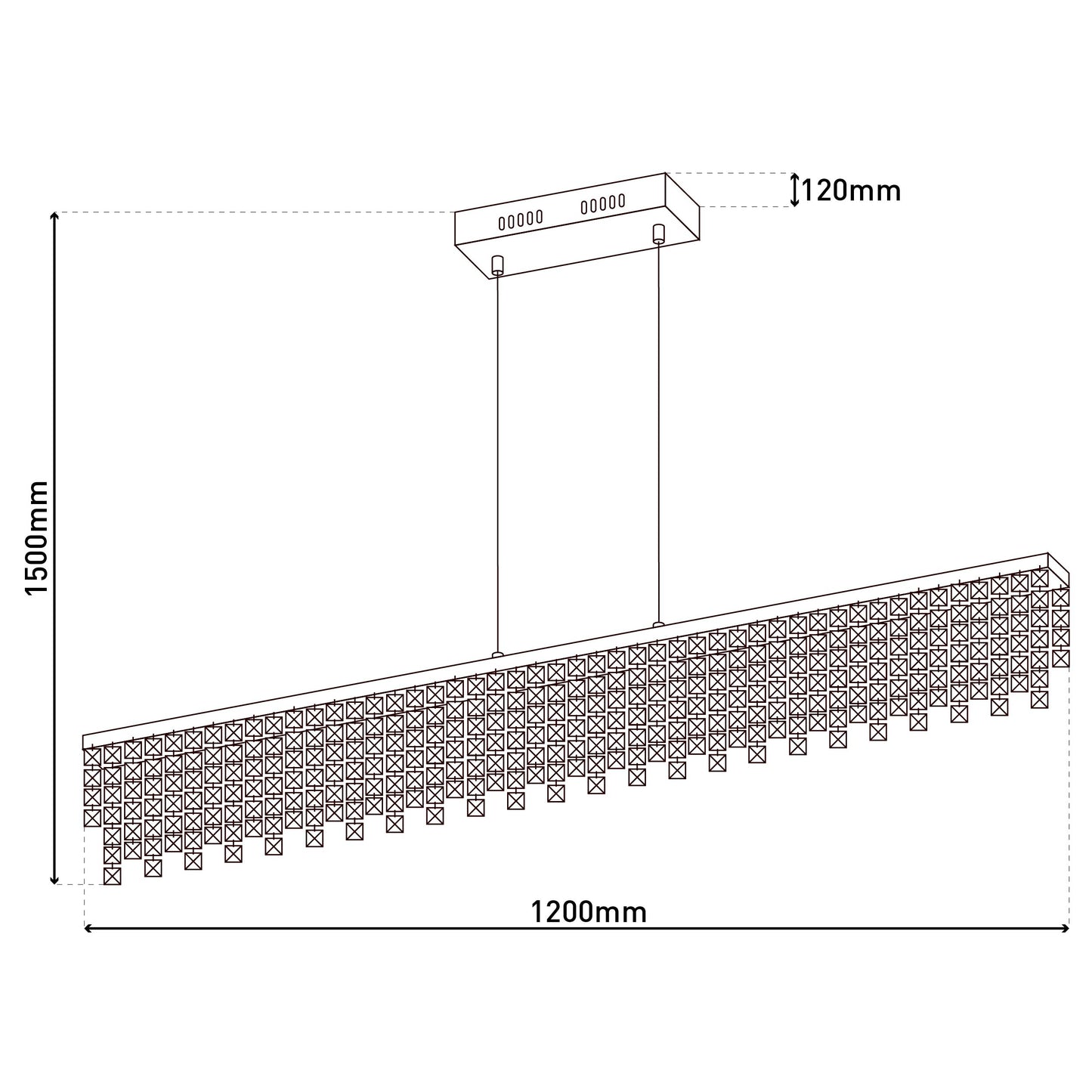 LED Pendelleuchte "DIAMONDS" L: 120cm chrom