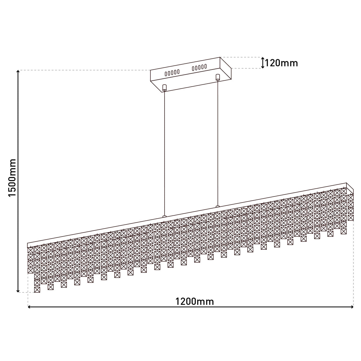 LED Pendelleuchte "DIAMONDS" L: 120cm chrom