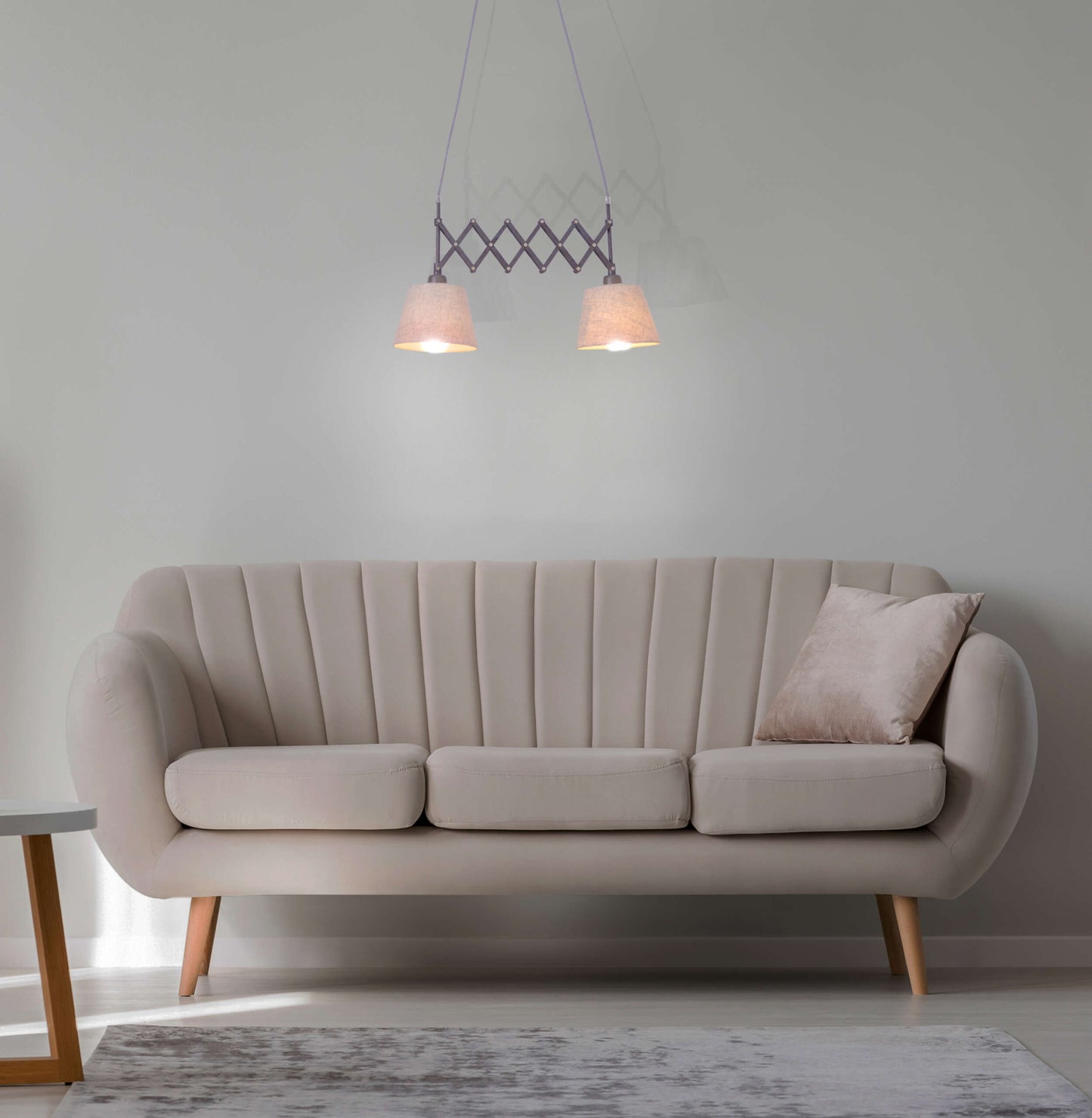 Scheren-/Pendelleuchte "ADRIENNE" max. B: 35-57cm natur