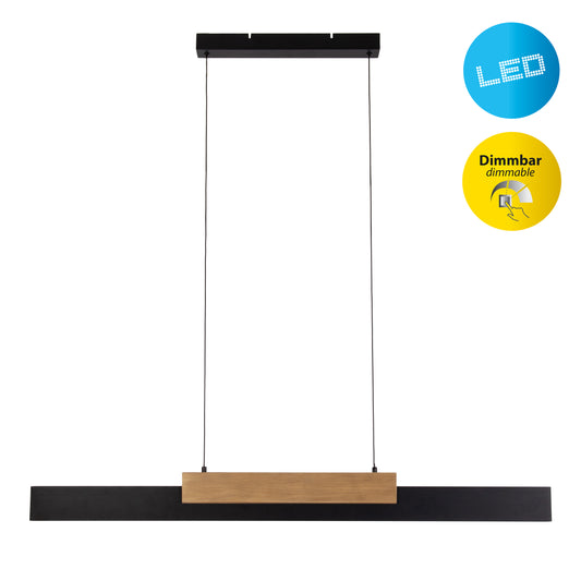 LED Pendelleuchte "WIEBKE" L: 120,5cm schwarz/braun