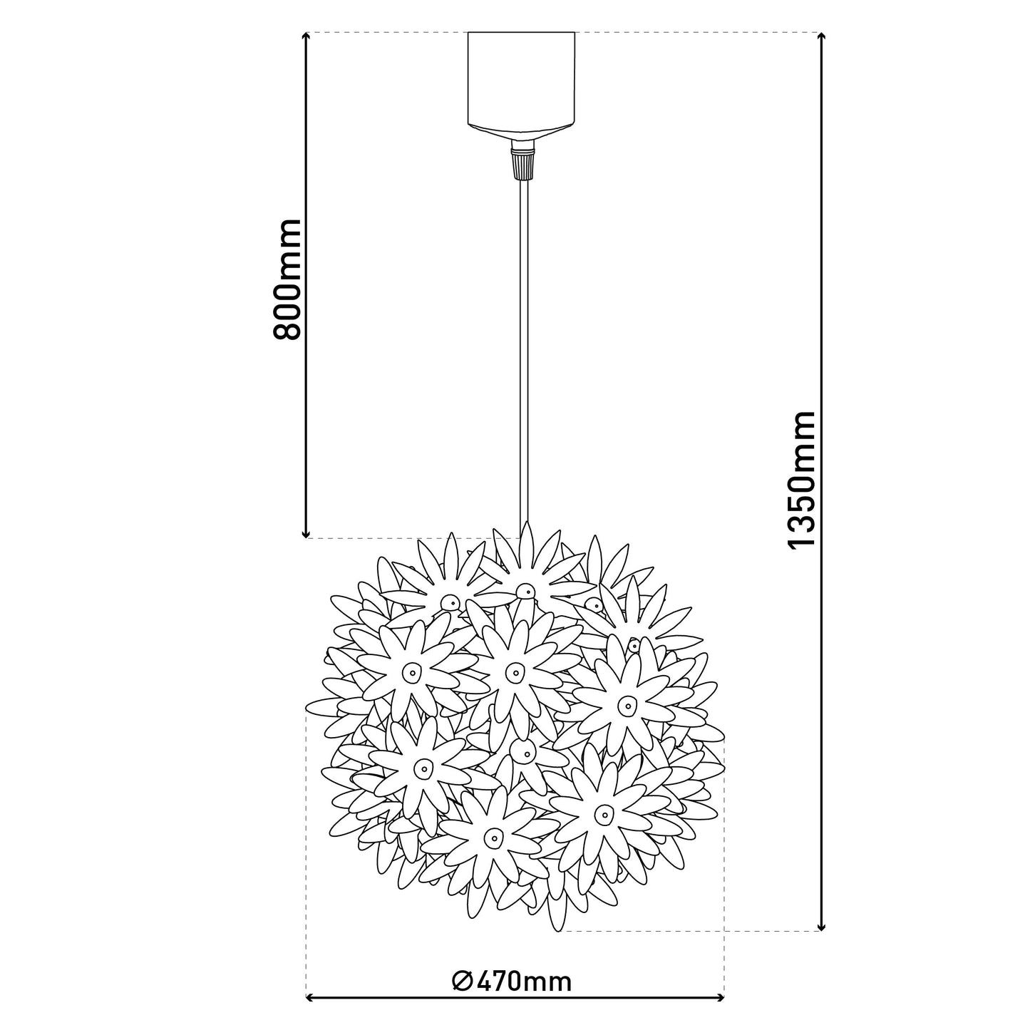 Pendelleuchte "LOTUS" Ø: 47cm weiß
