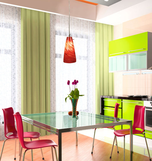 Pendelleuchten - 1-flg. Pendelleuchte, Hängelampe aus Metall und Glas in rot, G9-Fassung