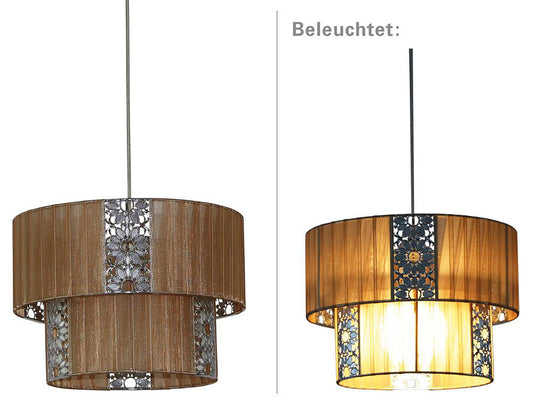 Die Pendelleuchte "PORI" bis zu 120 cm hoch, Ø 30 cm, aus Metall und Polyester, Farbe Cappuccino, E27-Fassung
