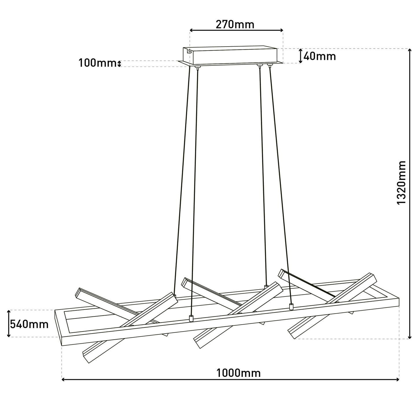 LED Pendelleuchte "CADICE" l: 100cm gold