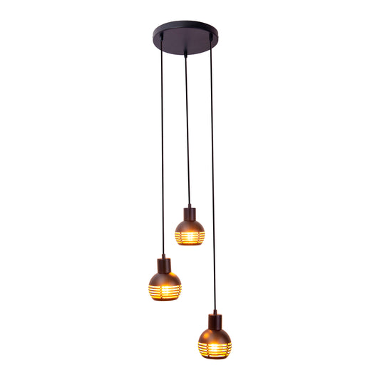 3er Pendelleuchte "CASCO" schwarz/golden