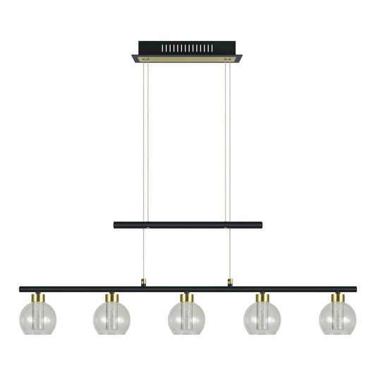 LED Glas-/Pendelleuchte "BRASS" L: 90cm schwarz