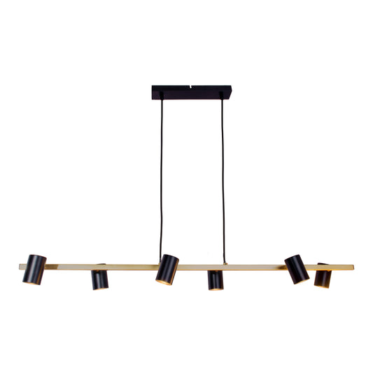 6er Pendelleuchte "FRIDA" L: 115cm schwarz/gold