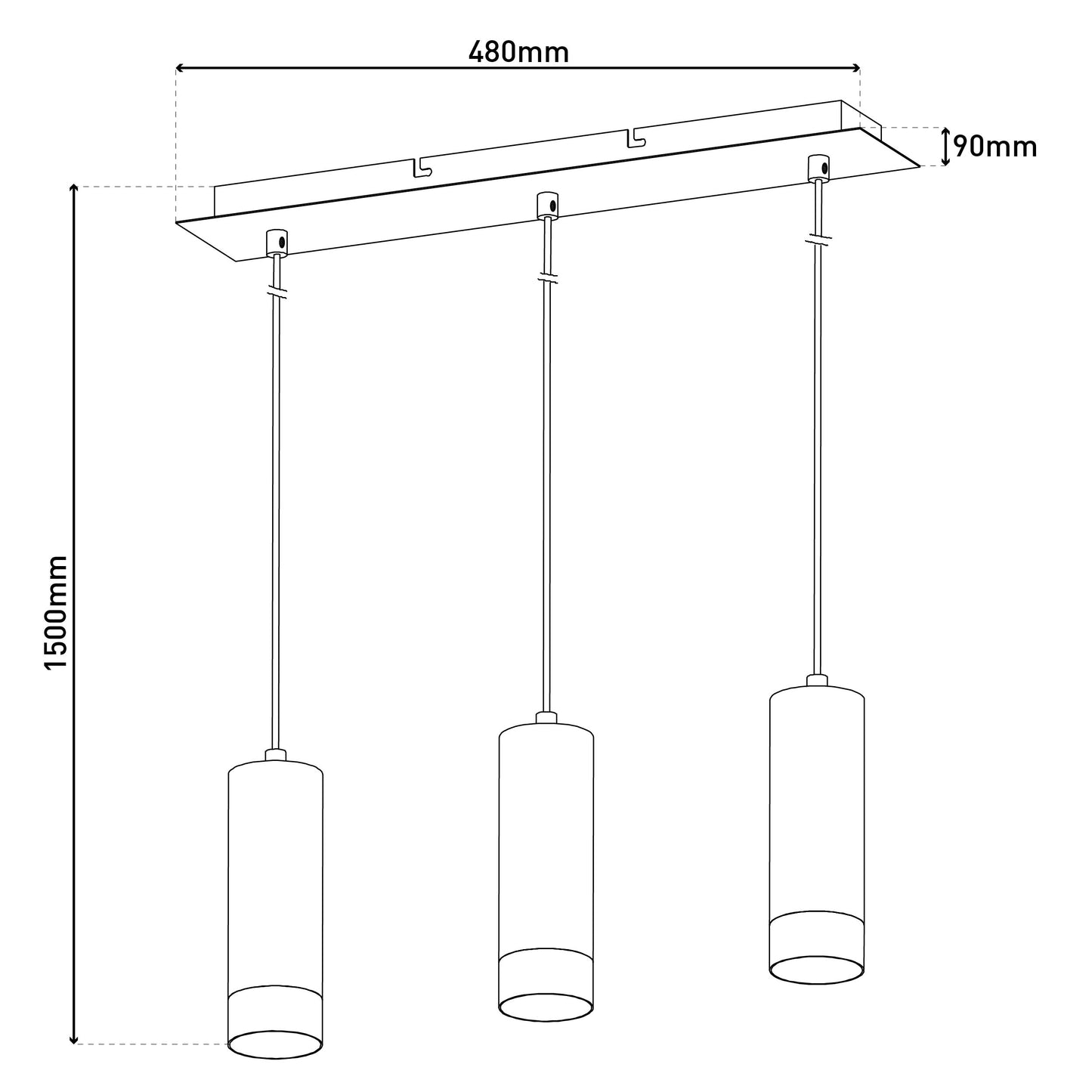 3er Pendelleuchte "FRIDU" L: 48cm