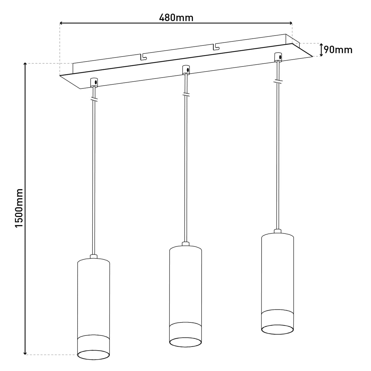 3er Pendelleuchte "FRIDU" L: 48cm