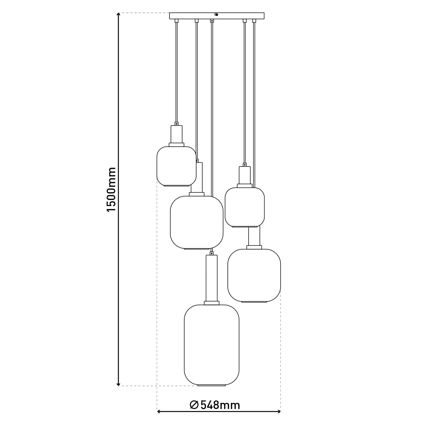 5er Pendelleuchte "FUMO" Ø: 54,8cm