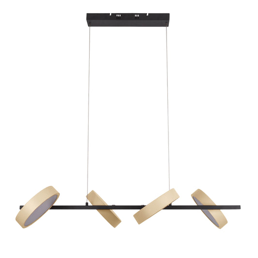Pendelleuchte - LED Pendelleuchte "TESSA" almond, Hängelampe im Retro Style, ausMetall und Kunststoff in beige, 150 cm hoch, Maße 110 x 52 cm, Inkl. LED dimmbar CCT-Wechsler Berührungssensor