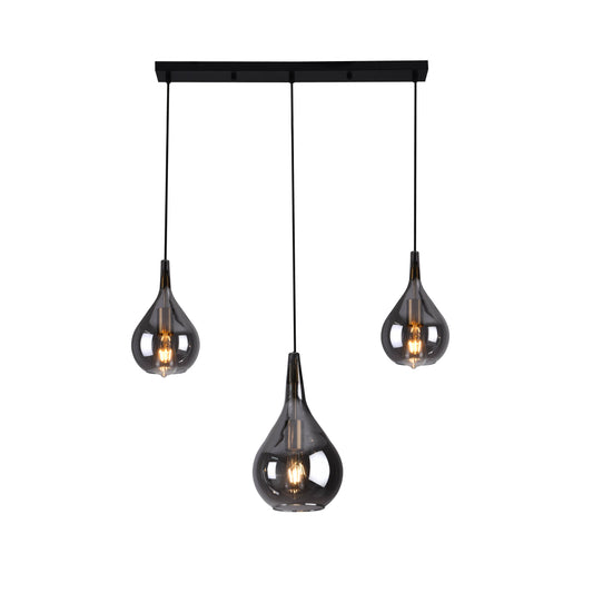 3er Pendelleuchte "GOTA" L: 88cm smoky