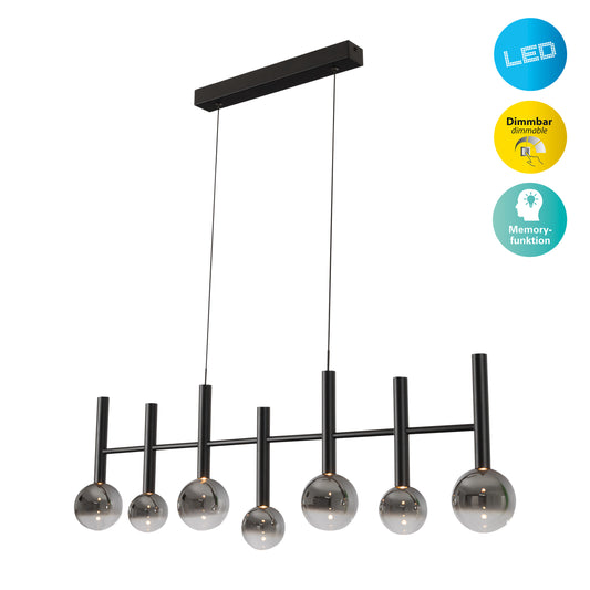 7er LED Pendelleuchte "SINGAPUR" L: 98cm schwarz