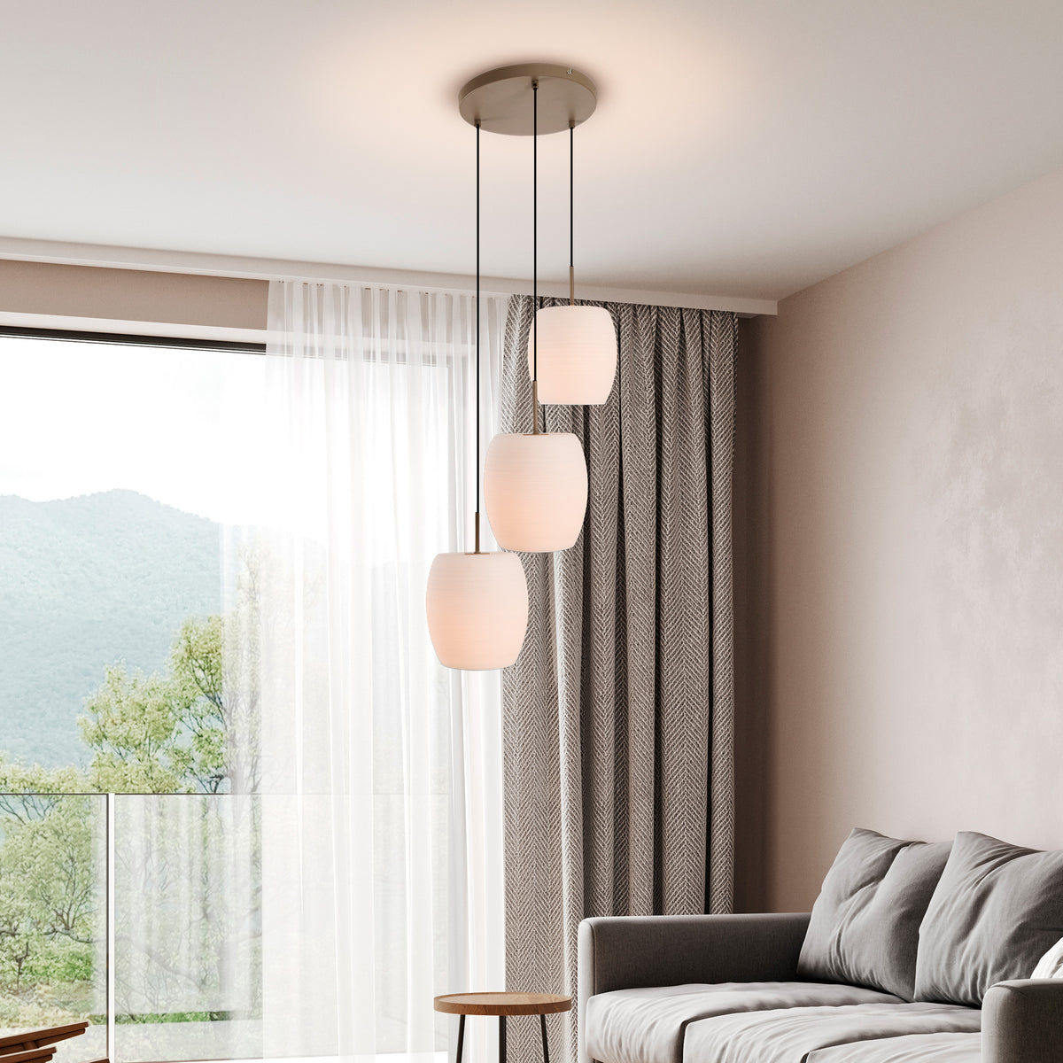 3er Pendelleuchte "NIRELIA" Ø: 30cm beige