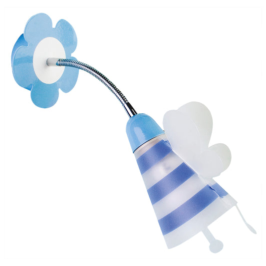 Spots - Kinder Wandleuchte "Blume", Strahler aus Metall und Kunststoff in blau, 24 cm hoch, Ø 12 cm, E14-Fassung