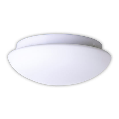 Deckenleuchten - LED Deckenleuchte "BERGEN" inkl. Sensor Ø: 25,5cm, Deckenlampe im Modern Style, aus Metall und Glas in weiß, 10 cm hoch, Ø 25,5 cm, inkl. LED  Bewegungssensor  Dämmerungssensor