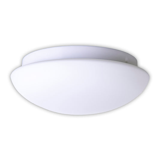 Deckenleuchten - LED Deckenleuchte "BERGEN" inkl. Sensor Ø: 25,5cm, Deckenlampe im Modern Style, aus Metall und Glas in weiß, 10 cm hoch, Ø 25,5 cm, inkl. LED  Bewegungssensor  Dämmerungssensor
