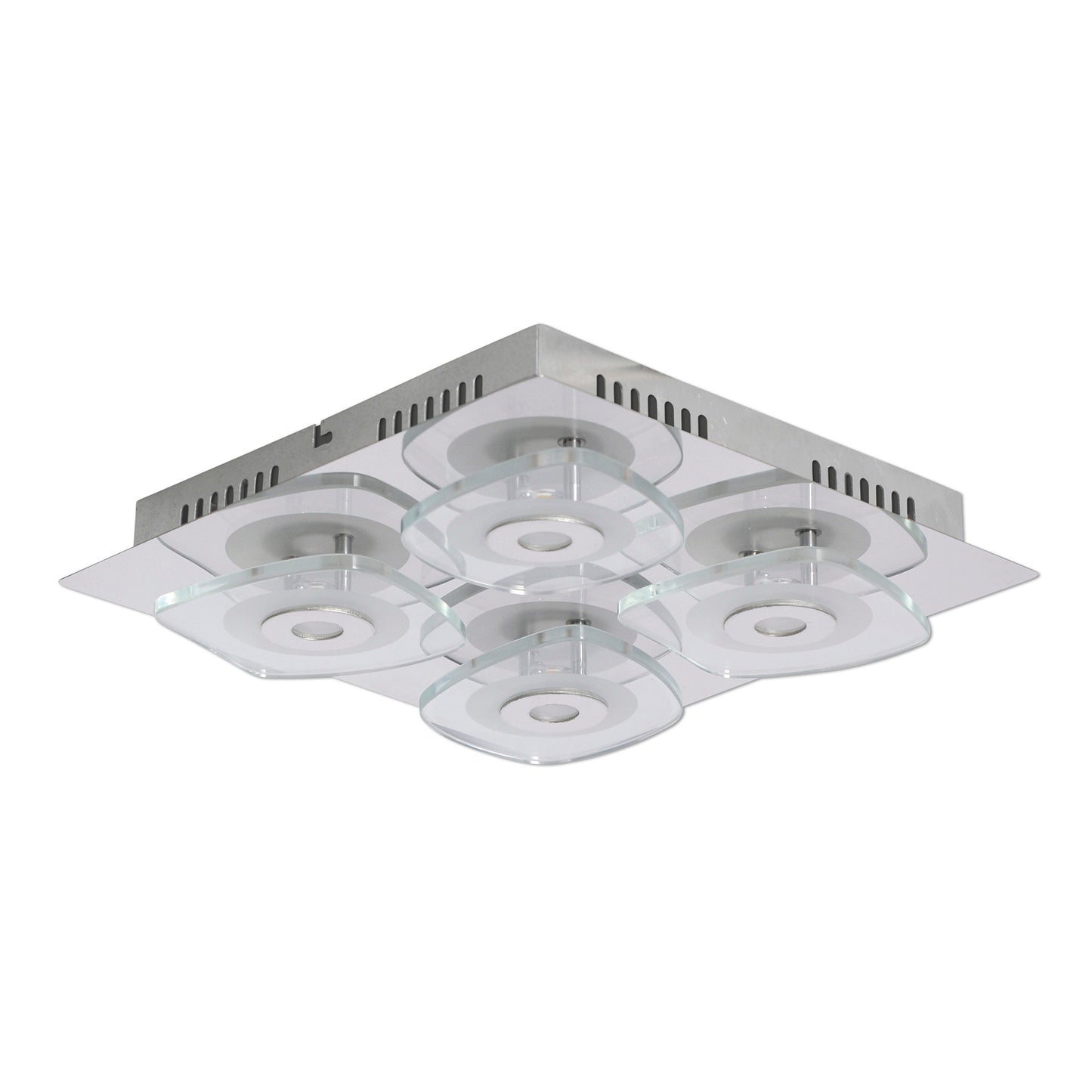 Deckenleuchten - LED Wand- und Deckenleuchte "LUCCA", Deckenlampe im Modern Style, aus Metall und Glas in silber, 31 x 31 x 7 cm, inkl. LED