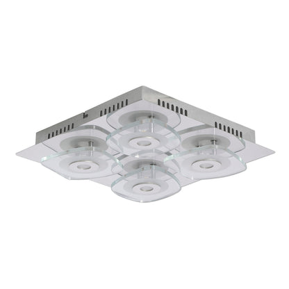 Deckenleuchten - LED Wand- und Deckenleuchte "LUCCA", Deckenlampe im Modern Style, aus Metall und Glas in silber, 31 x 31 x 7 cm, inkl. LED