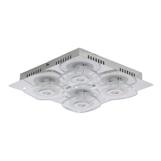 Deckenleuchten - LED Wand- und Deckenleuchte "LUCCA", Deckenlampe im Modern Style, aus Metall und Glas in silber, 31 x 31 x 7 cm, inkl. LED