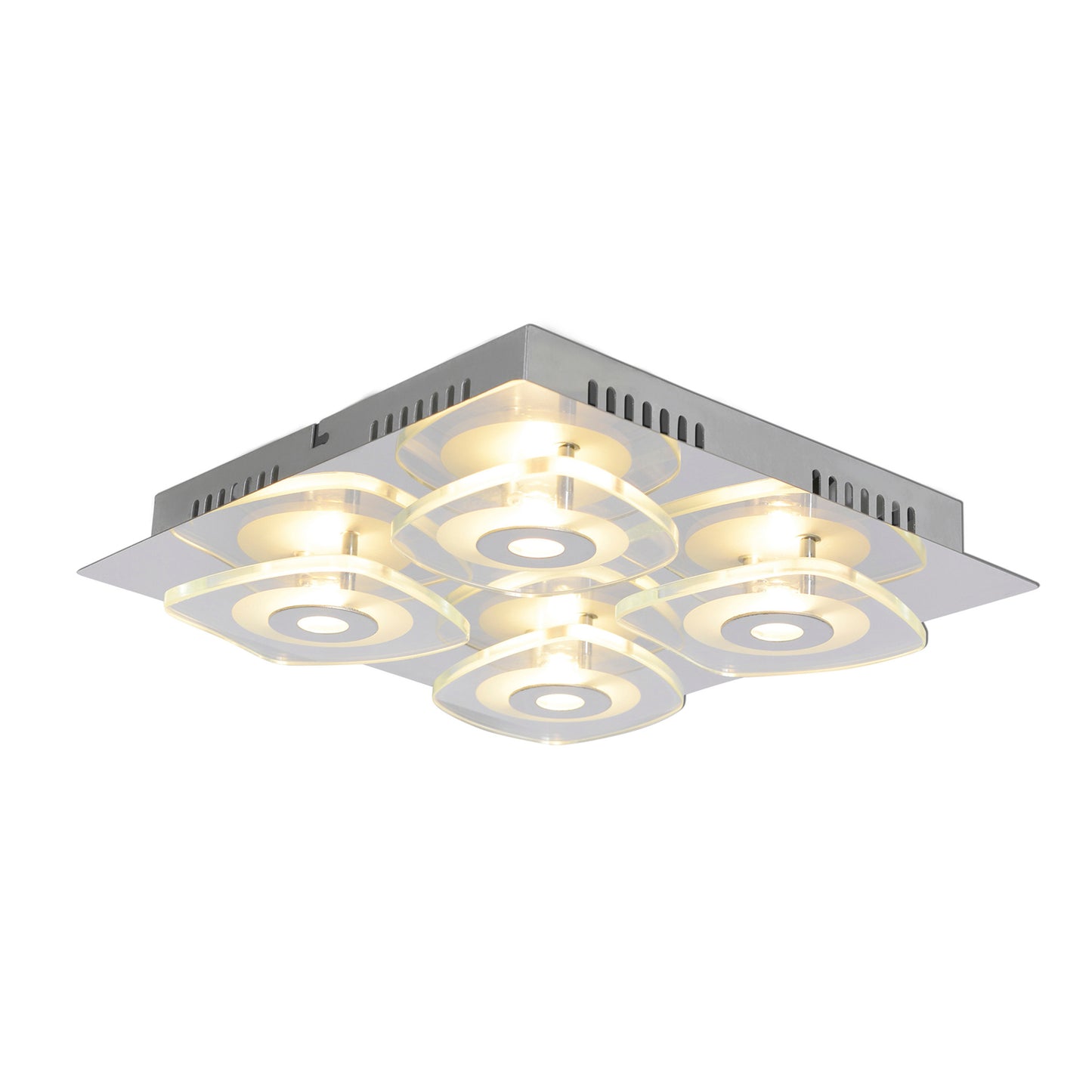 Deckenleuchten - LED Wand- und Deckenleuchte "LUCCA", Deckenlampe im Modern Style, aus Metall und Glas in silber, 31 x 31 x 7 cm, inkl. LED