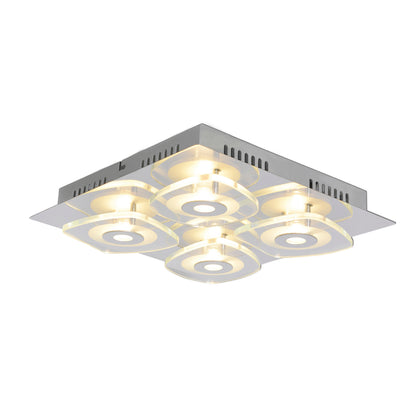 Deckenleuchten - LED Wand- und Deckenleuchte "LUCCA", Deckenlampe im Modern Style, aus Metall und Glas in silber, 31 x 31 x 7 cm, inkl. LED