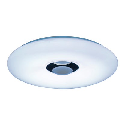 Deckenleuchten - LED Deckenleuchte "NASHVILLE" Ø:40cm, Deckenlampe im Functional Style, aus Metall und Kunststoff in weiß, 6 cm hoch, Ø 40 cm, inkl. LED  dimmbar  CCT-Wechsler  RGB-Farbwechsler  Nachtlichtfunktion  Fernbedienung  Inkl. Bluetooth Lau
